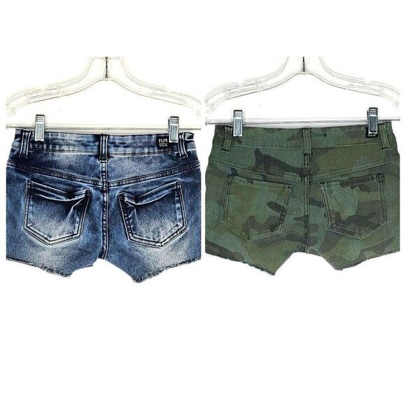 Flip Side Short Shorts Women's Reversible Green Ca - Picture 2 of 7